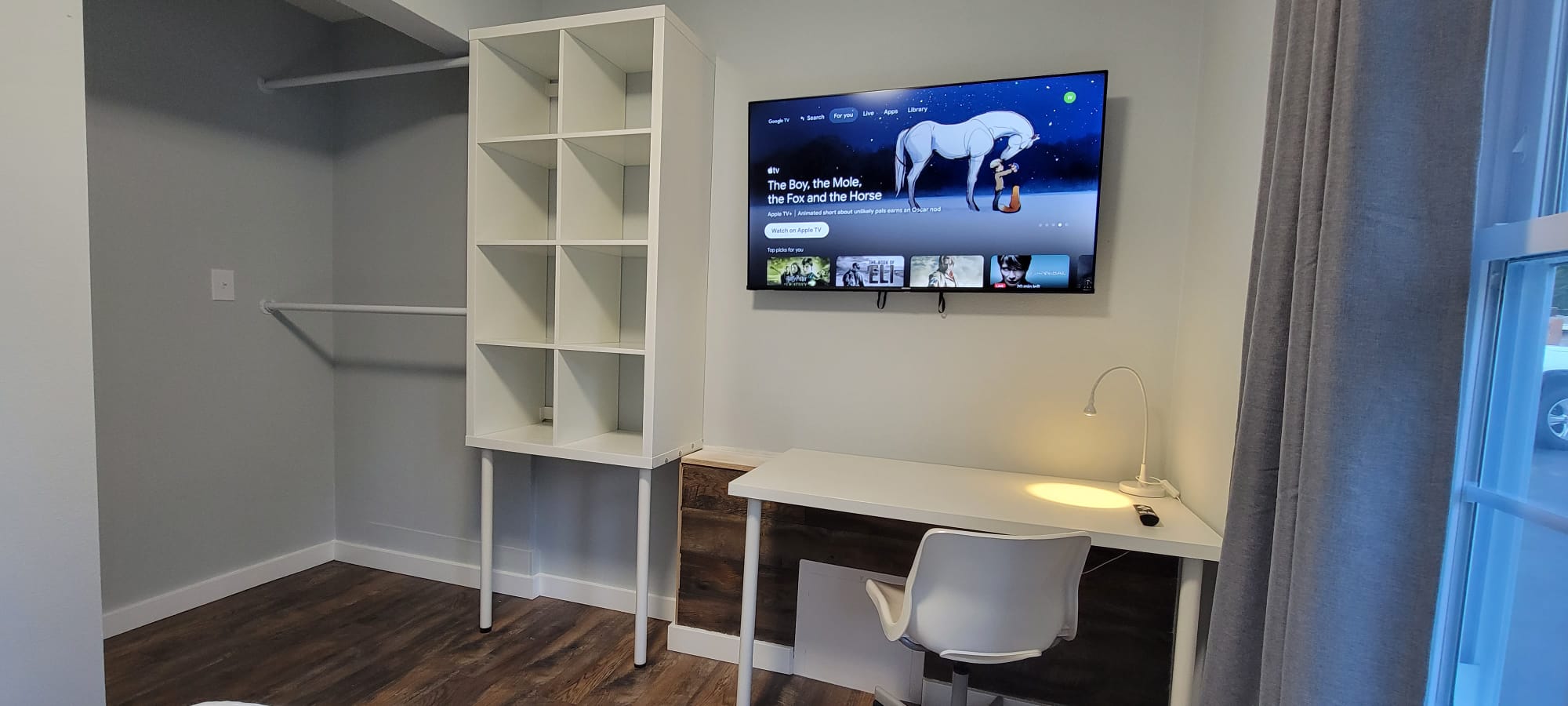 Dedicated workspace and wardrobe