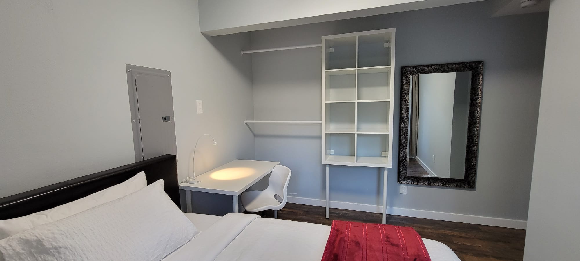Dedicated workspace and wardrobe